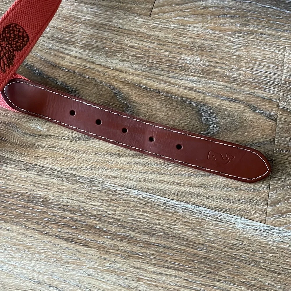 Vineyard Vines Pineapple Canvas and Leather Belt